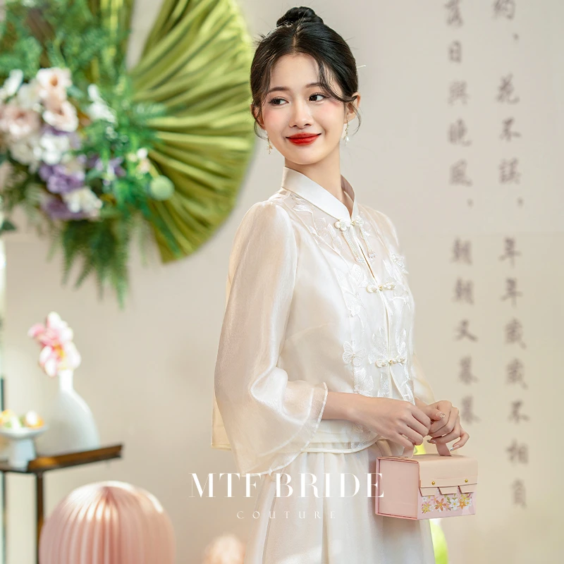 满庭芳【醉今朝】新中式仙气连衣裙夏国风套装汉服旗袍订婚礼服裙