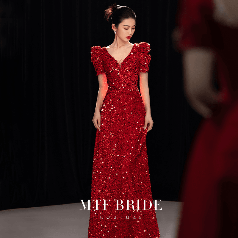 满庭芳【热恋】敬酒服新娘女高级感轻奢红色宴会订婚结婚晚礼服裙