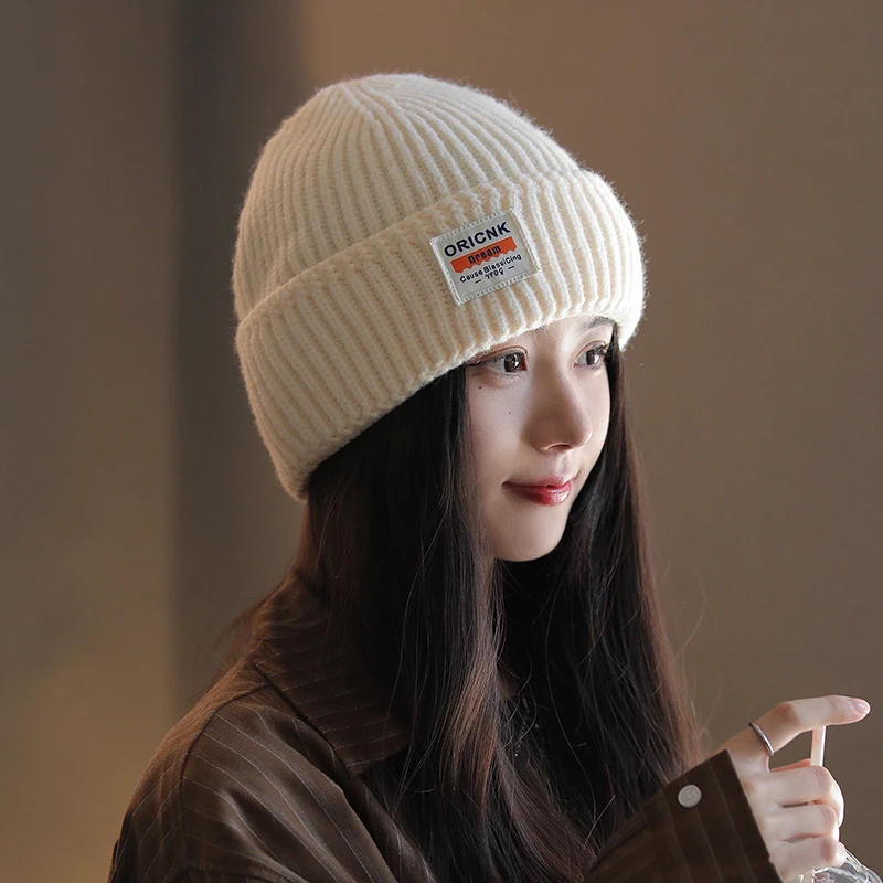 2023新款毛线帽子女冬季百搭时尚ins潮加厚保暖显脸小粗针织冷帽