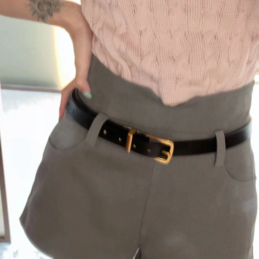 70不是七十  夏季百搭细腰带真皮黑色ins风皮带气质