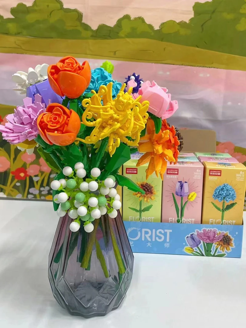 花艺大师永生花益智拼装玩具男孩女孩组装模型摆件孩子礼物