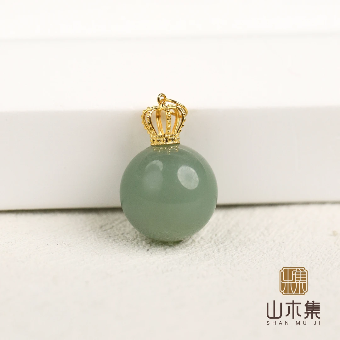 【18K金】粉青和田玉1.2+吊坠￥【山木集】（多样性，赠银链）