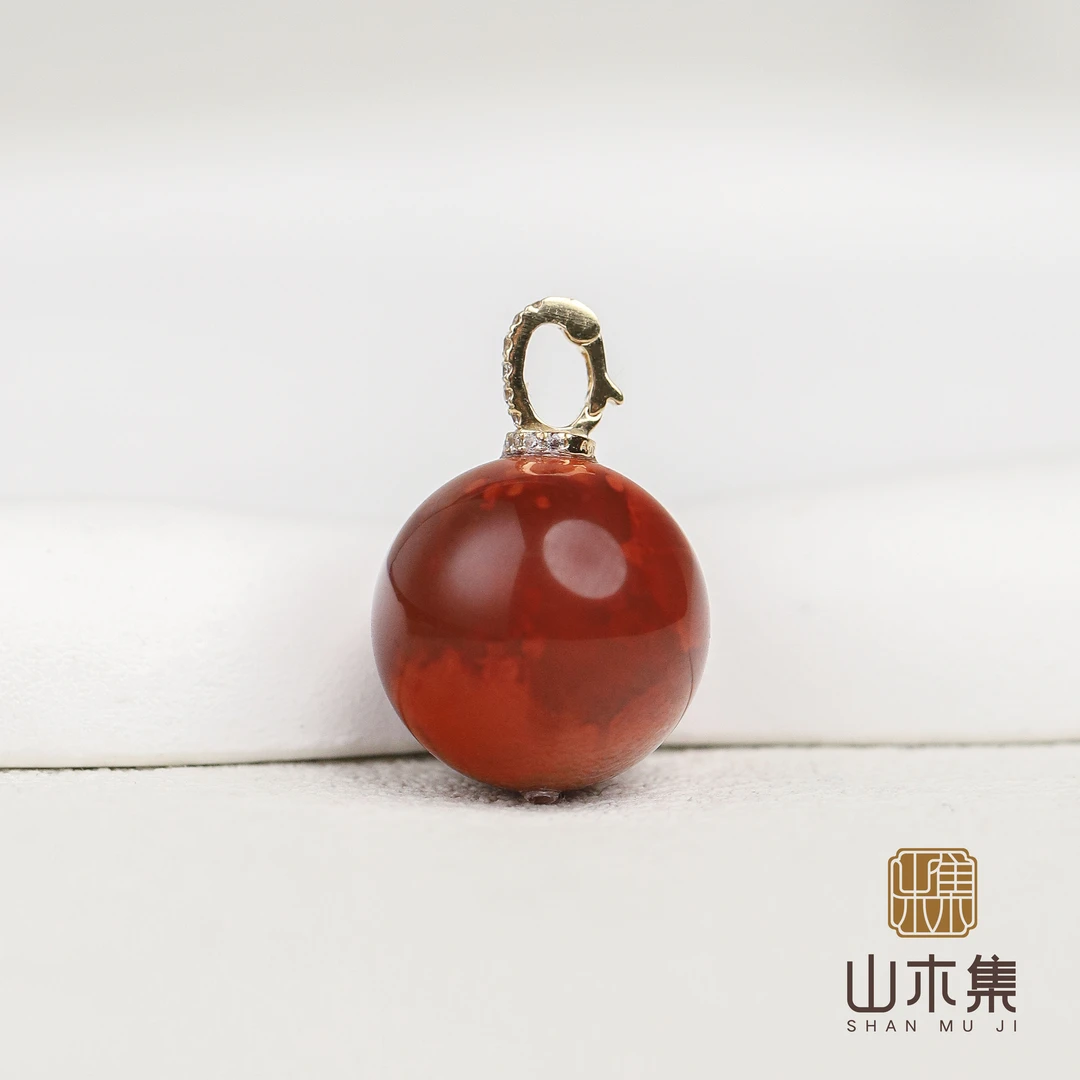 【18K金】火焰南红1.5吊坠￥￥【山木集】（多样性，赠银链）