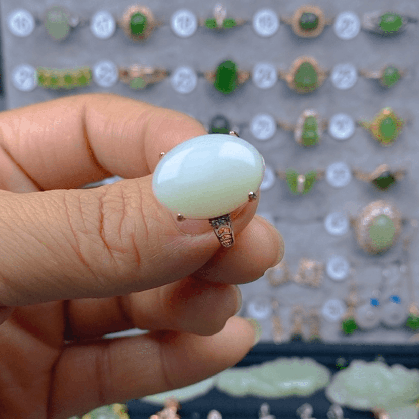 【闪购商品】和田玉戒指银S925镶嵌?****?