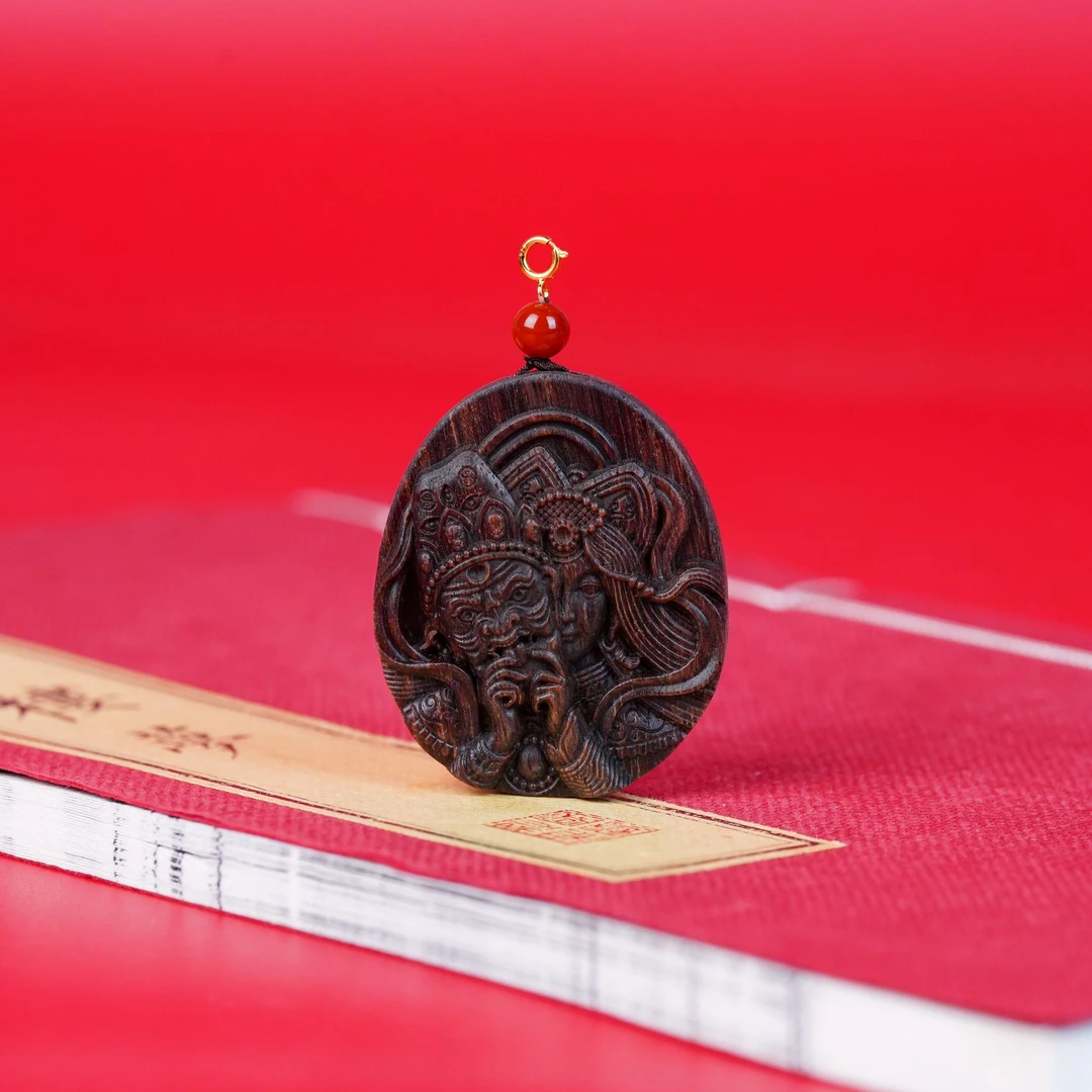 顺化紫棋楠扎基沉水雕刻吊坠