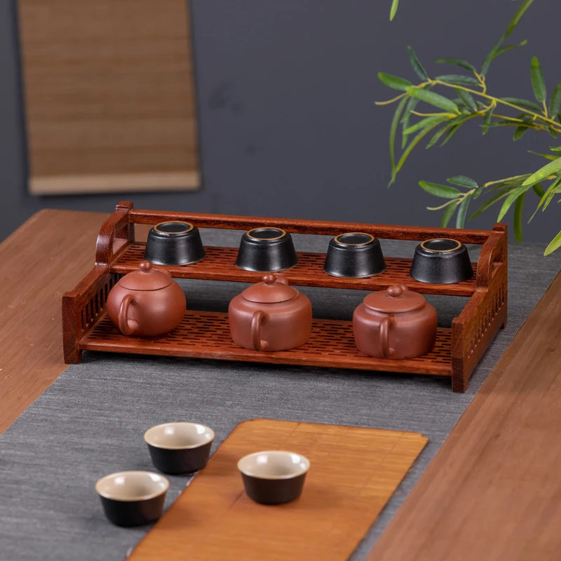 实木茶杯架子茶具收纳架茶桌紫砂壶摆放架桌面上博古架小型置物架