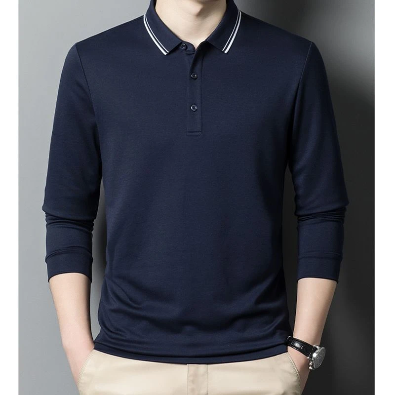 KAISER/凯撒24年男士高端轻奢款休闲时尚长袖翻领上衣T恤 800365