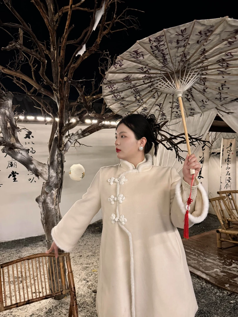 哒头.Studio【北岛雪山】微胖mm大码2024新中式显瘦修身连衣裙女
