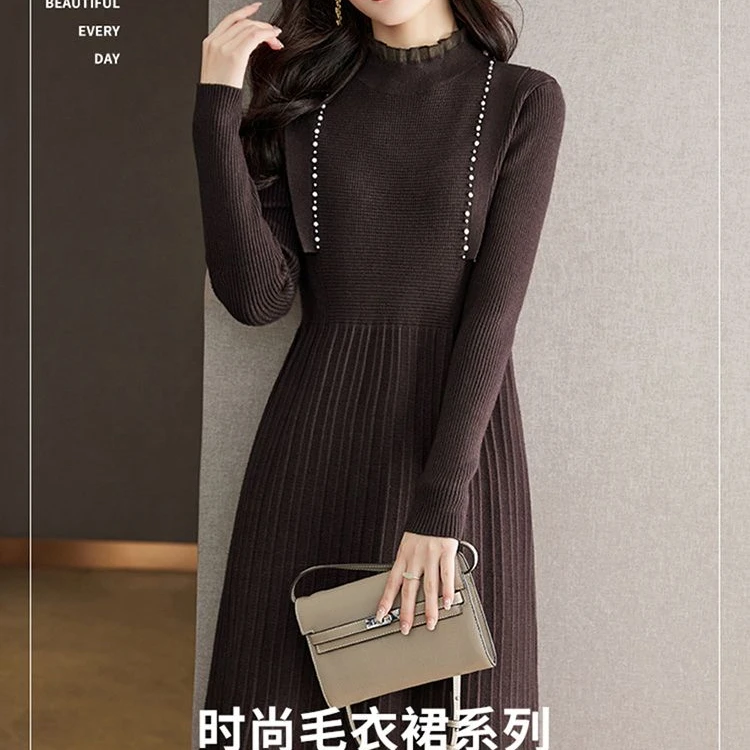宽松连衣裙气质中长款加厚2023年秋冬新款显瘦遮肉针织时尚裙子女