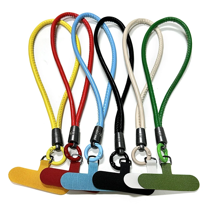 手机挂绳短款手腕皮质手绳户外运动手提加粗手作夹片通用手机链