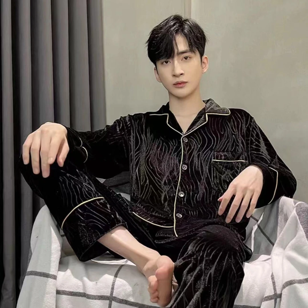 【轻奢家居服】秋冬季新款男士金丝绒长袖简约家居服睡衣可外穿