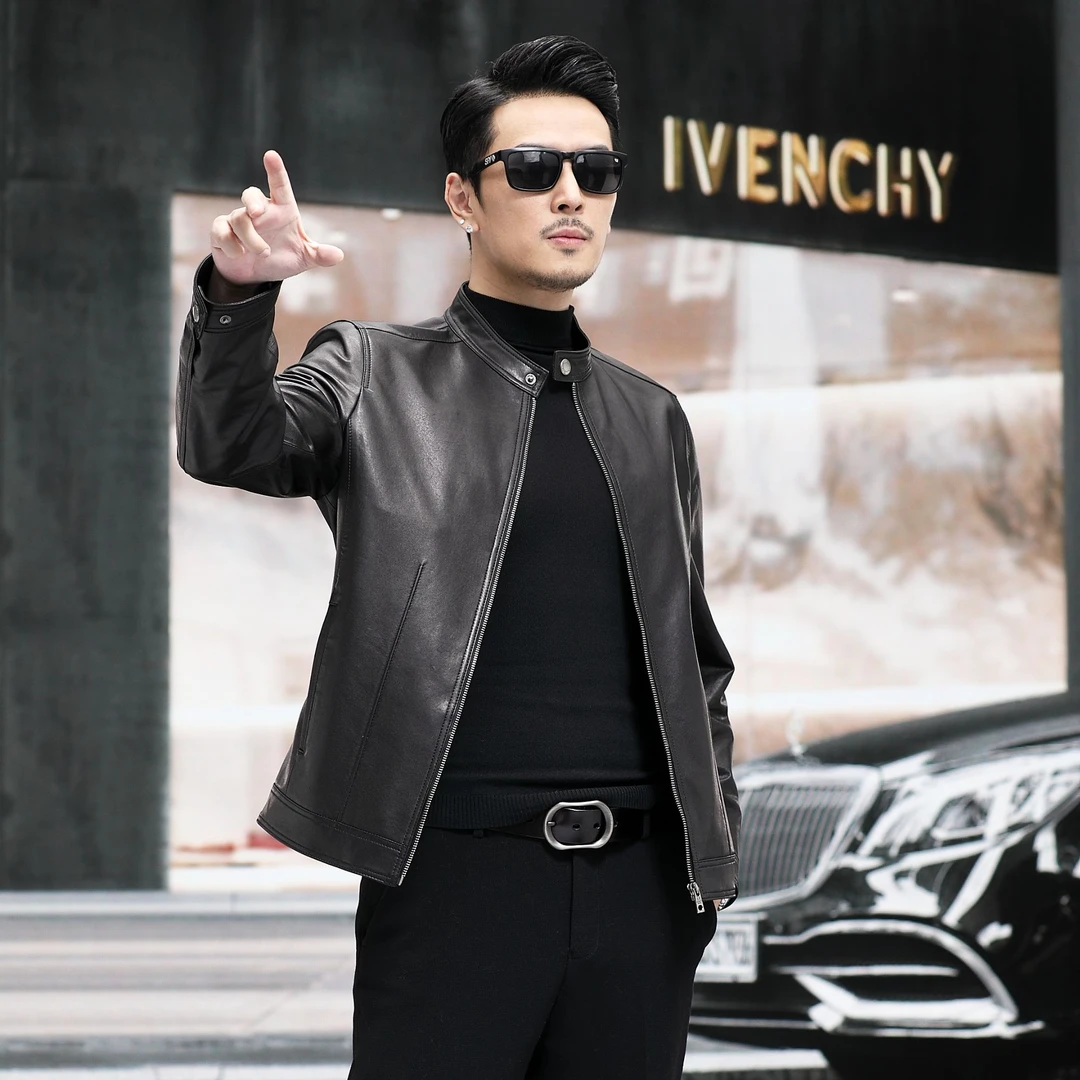 真皮皮衣男士全植鞣绵羊皮春秋夹克外套23606