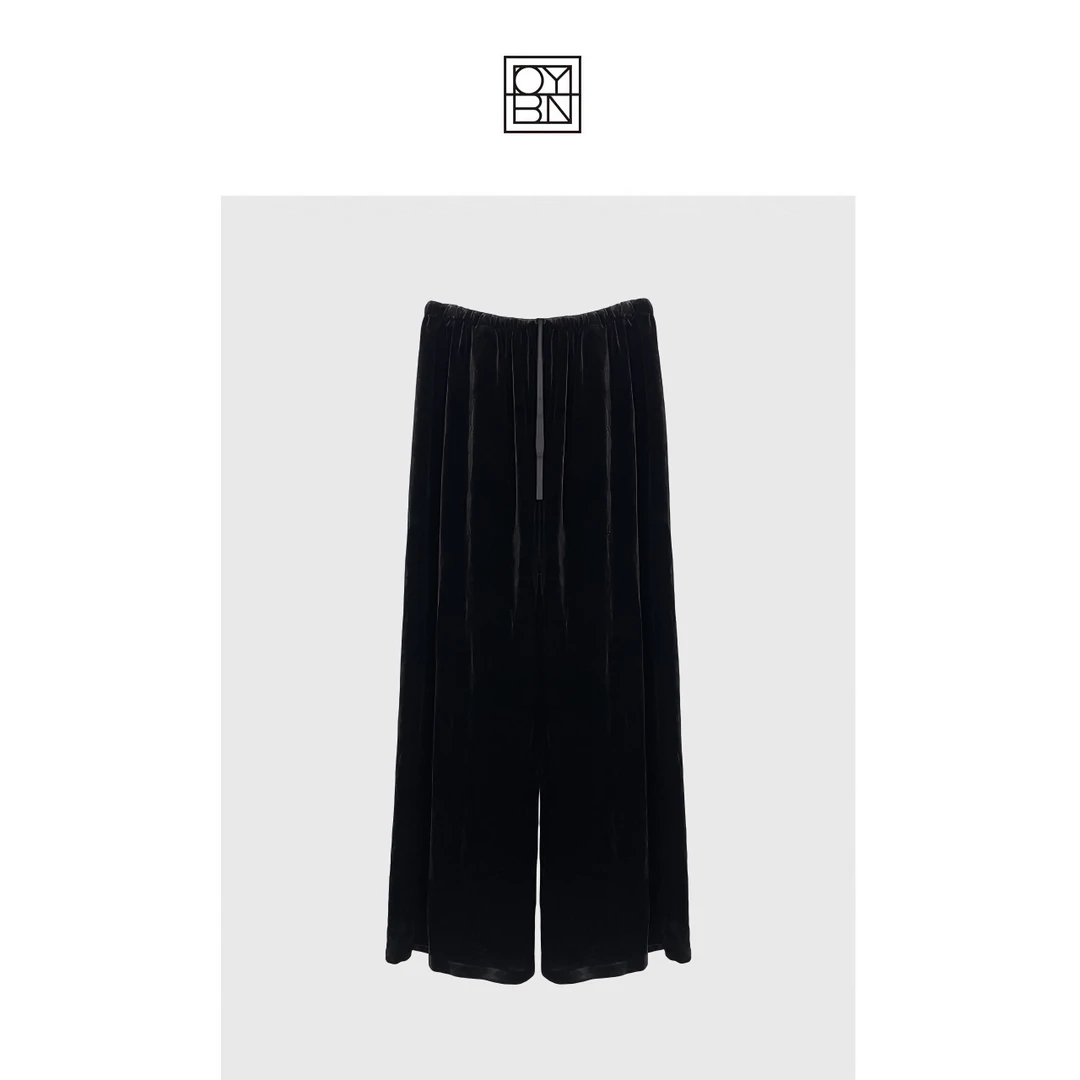 OYBN【丝绒超模裤】微胖大码高级感气质简约丝绒直筒休闲长裤子