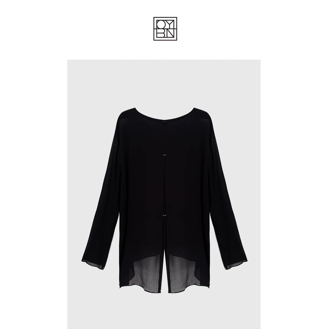 2OYBN【知否知否】微胖大码慵懒风黑色轻薄防晒长袖开叉小衫上衣