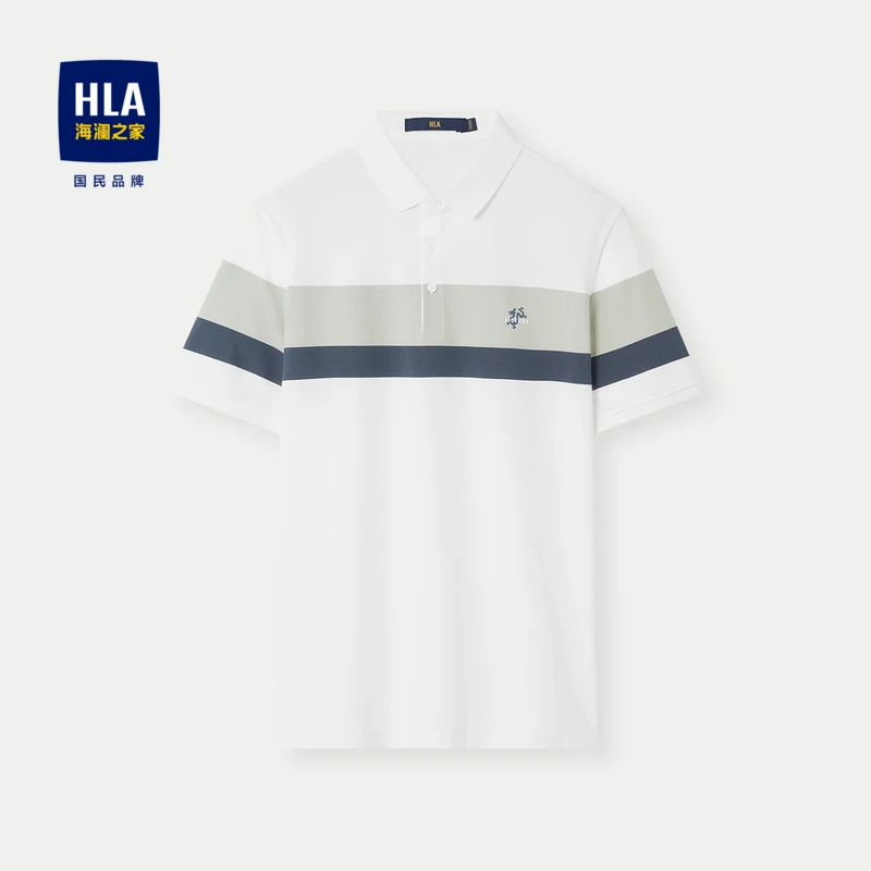 HLA/海澜之家龙腾九州IP系列短袖Polo翻领条纹短袖男