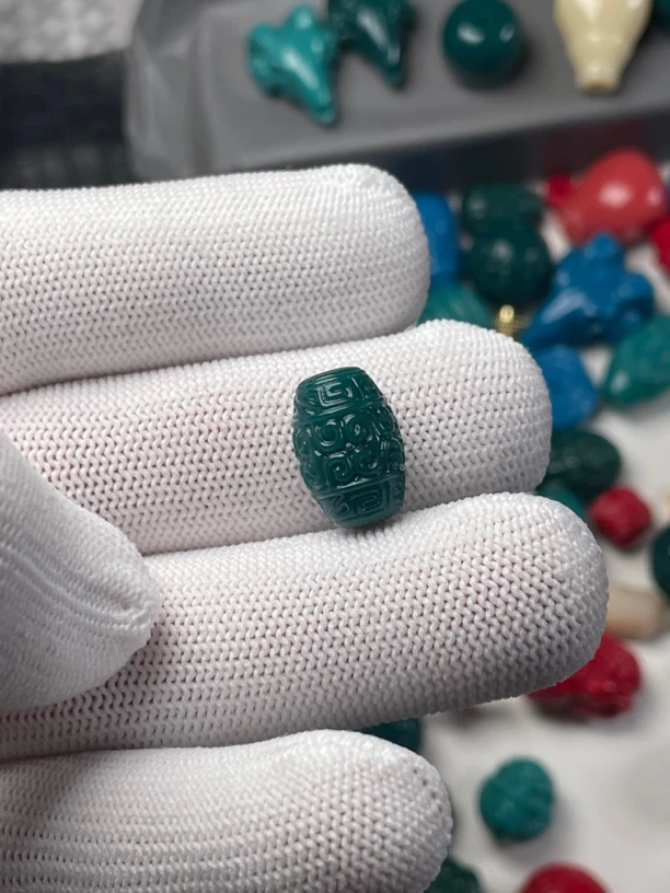 雪巴琉璃地狱色回纹长桶珠星月菩提椰蒂顶珠腰珠手工项链吊坠散珠