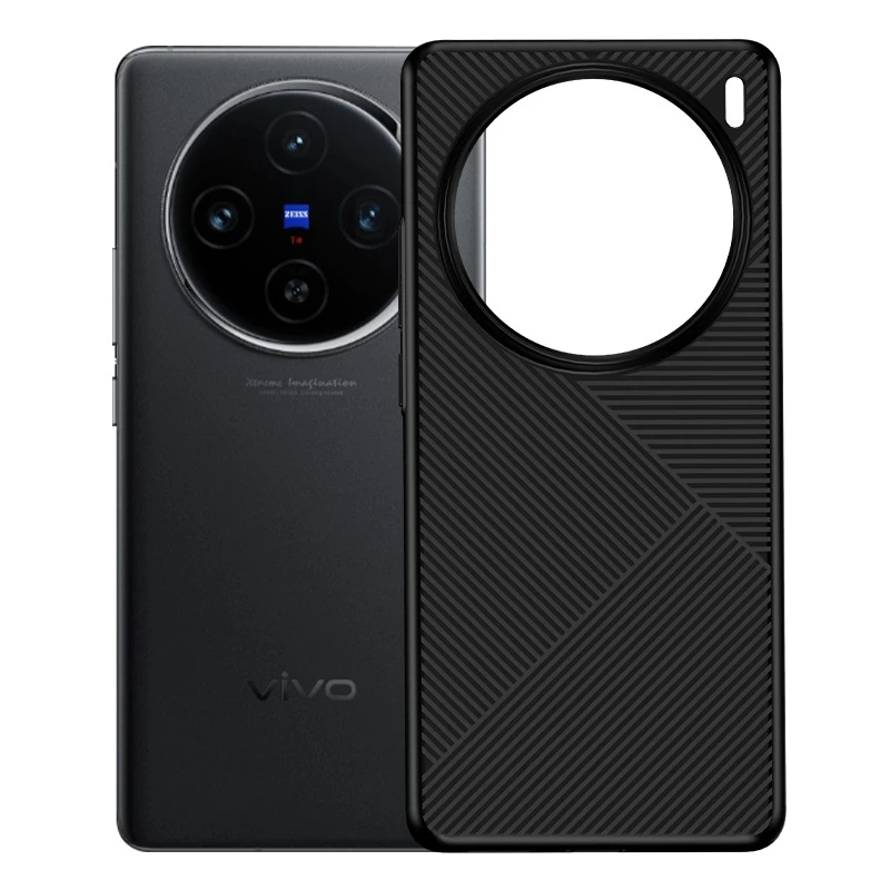 适用几何条纹vivoX100手机壳不发黄X100pro大孔保护套