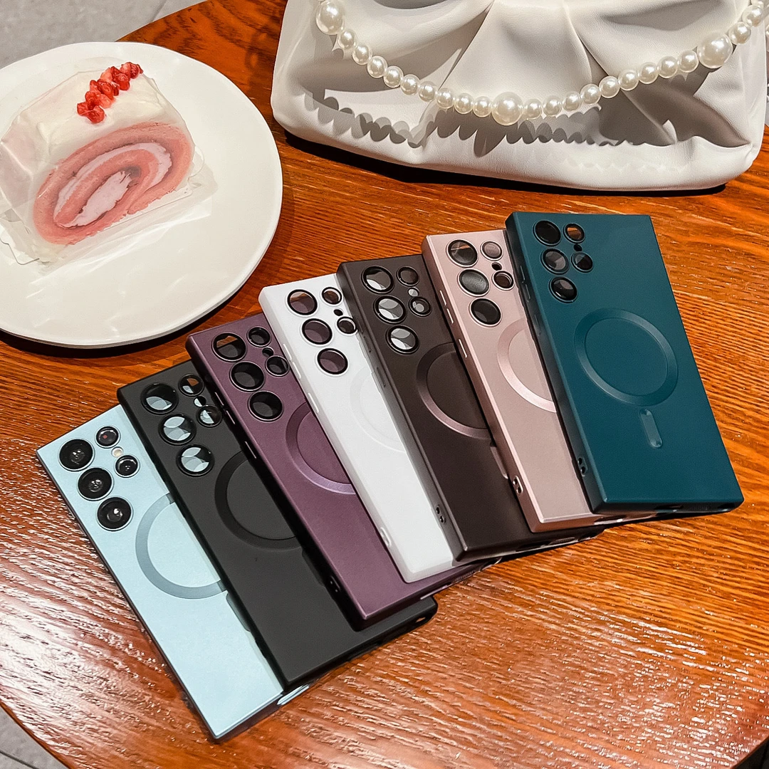 适用三星S23ULTRA磁吸手机壳S22plus电镀软壳Magsafe创意note10p