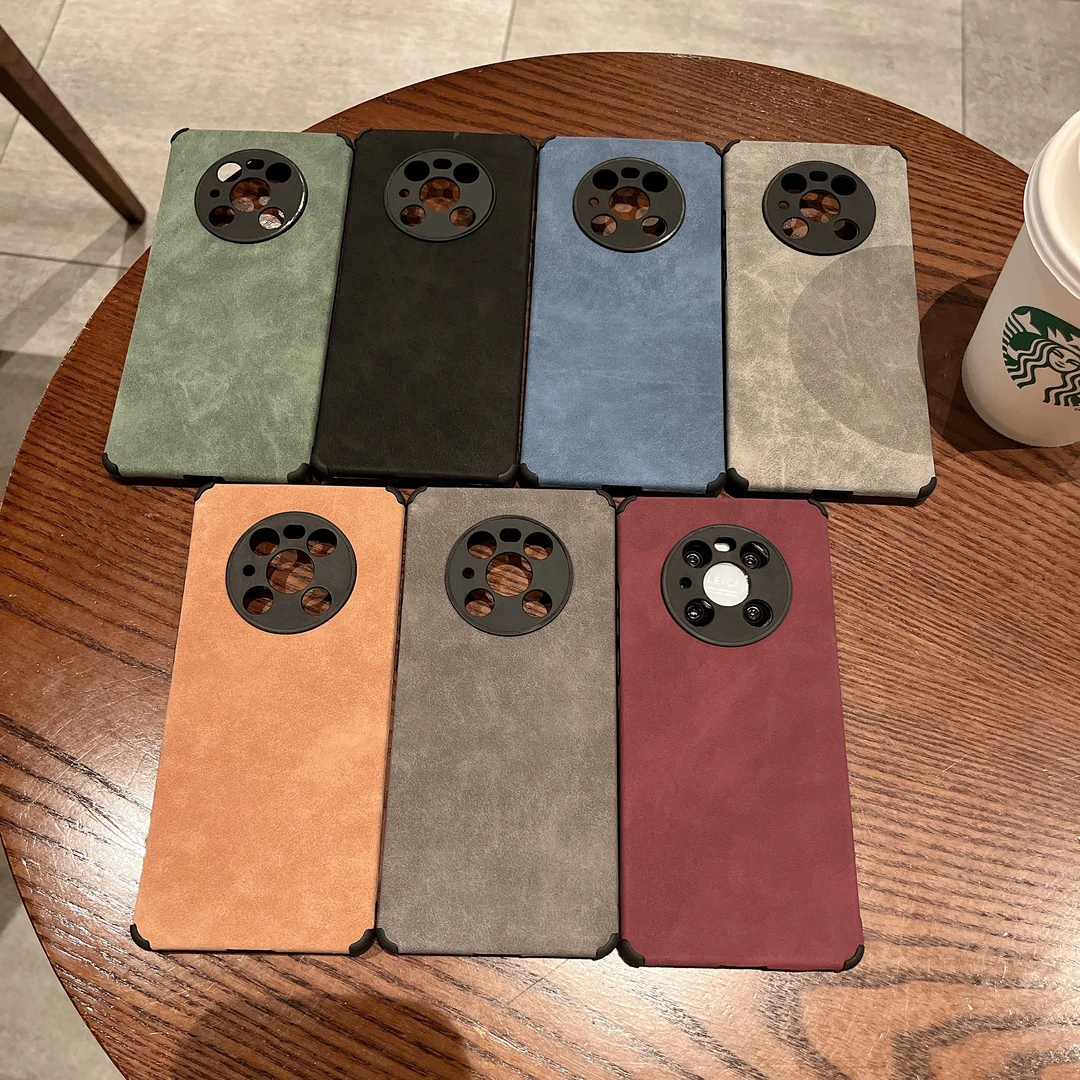 适用防指纹翻毛皮华为mate40pro手机壳mate50/30pro/nova10软p60