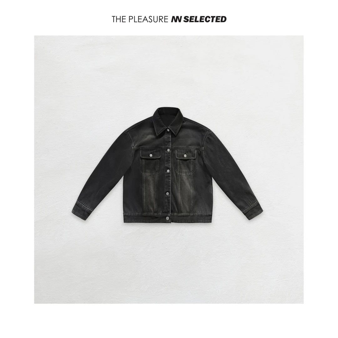 NiannNiann冬高级女装复古显瘦加厚加绒水洗黑牛仔外套13719