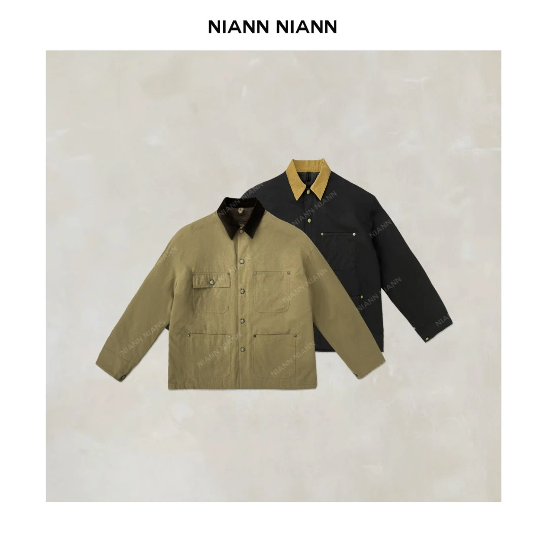 NiannNiann 新款女装复古时尚工装巴恩风拼色夹克外套13245