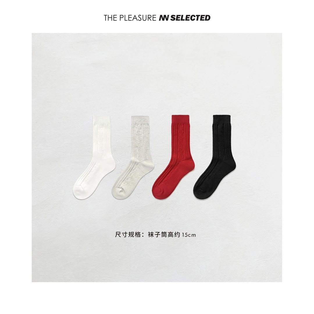 NiannNiann秋冬女装高级搭配提花保暖中筒袜 13649