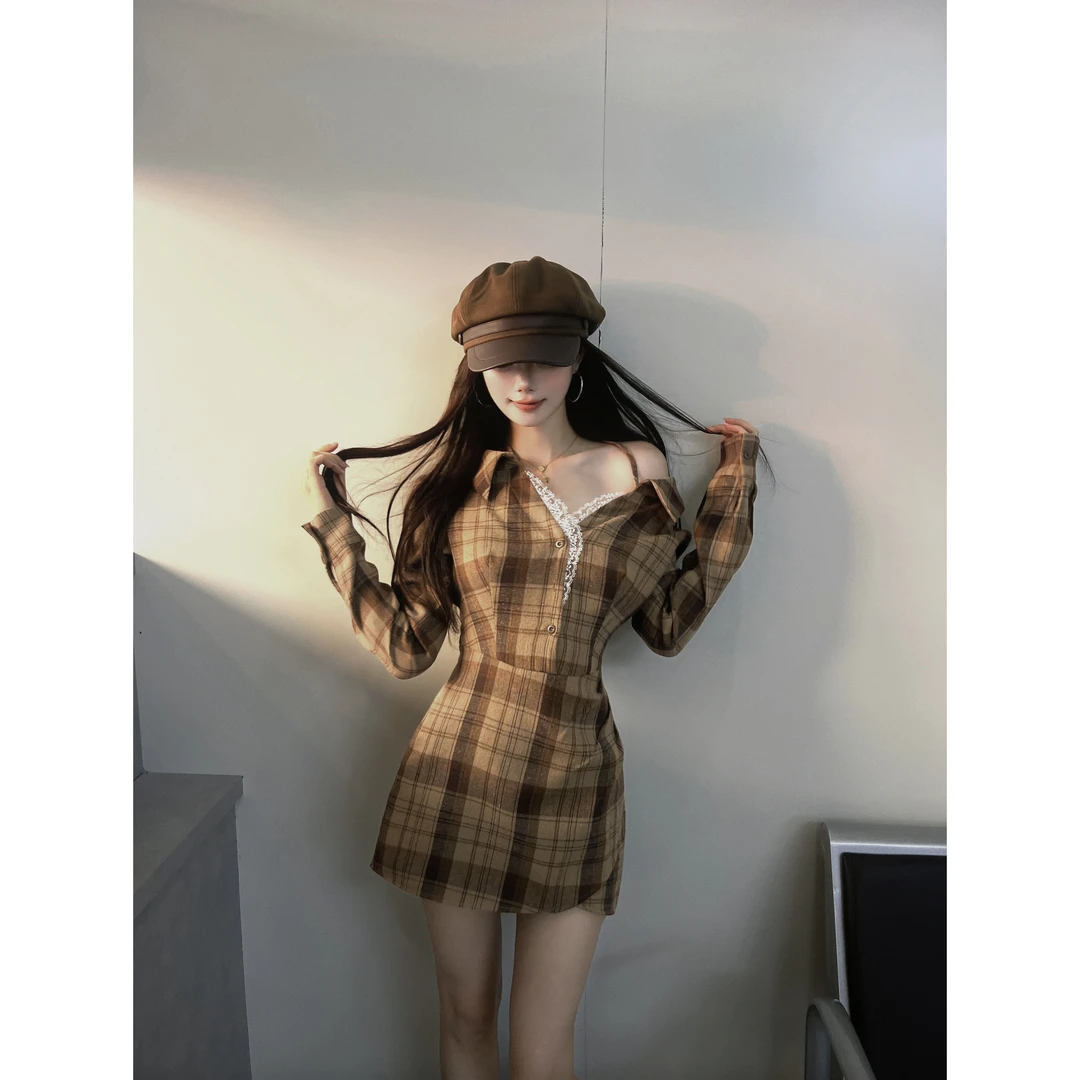 【青青】画解WAHJU【纯欲辣妹】显瘦纯欲微辣一字肩连衣裙W24CP8762W