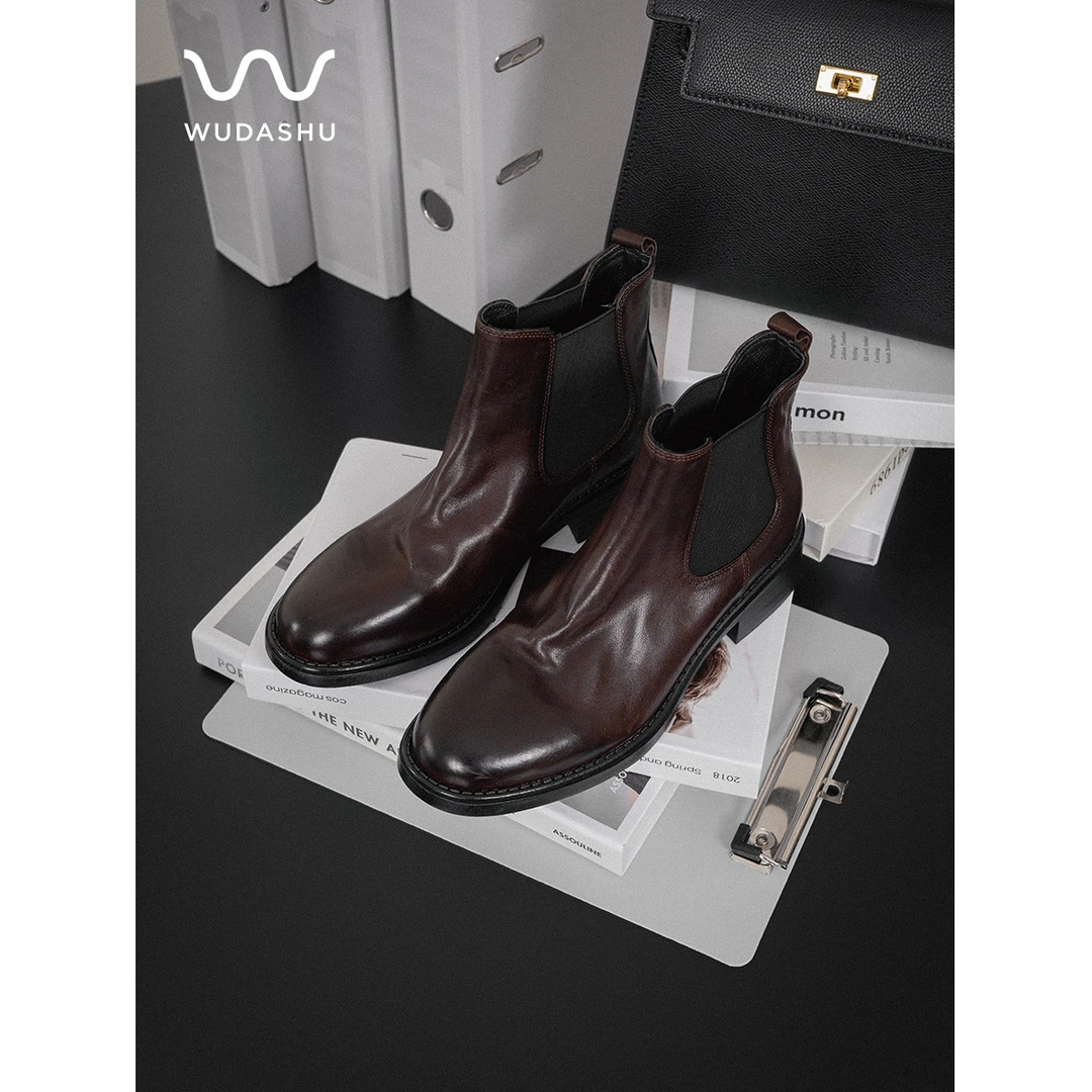 吴大叔新款质感高级简约舒适显瘦百搭切尔西靴63-228