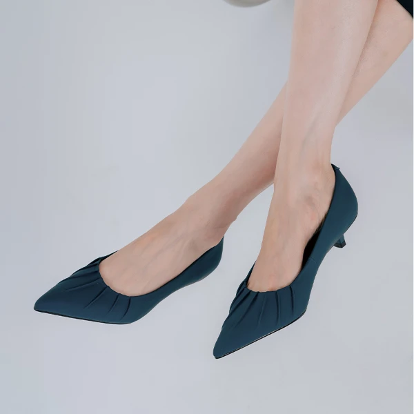 【清仓】气质百搭尖头春秋褶皱款秋季浅口高跟女鞋时尚褶皱款63-197