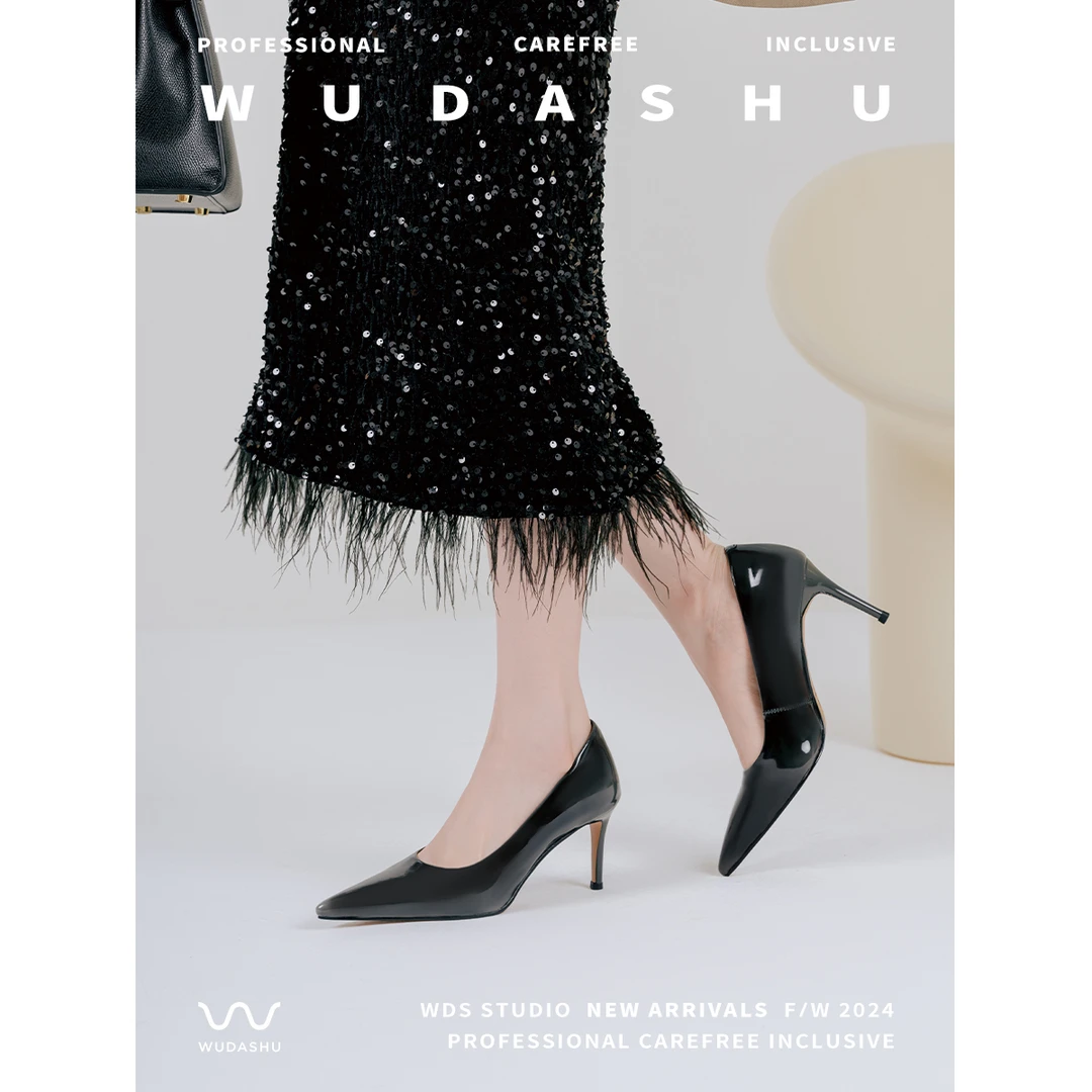 吴大叔秋季气质时尚百搭性感夏季黑色细跟职业浅口高跟鞋女63-193