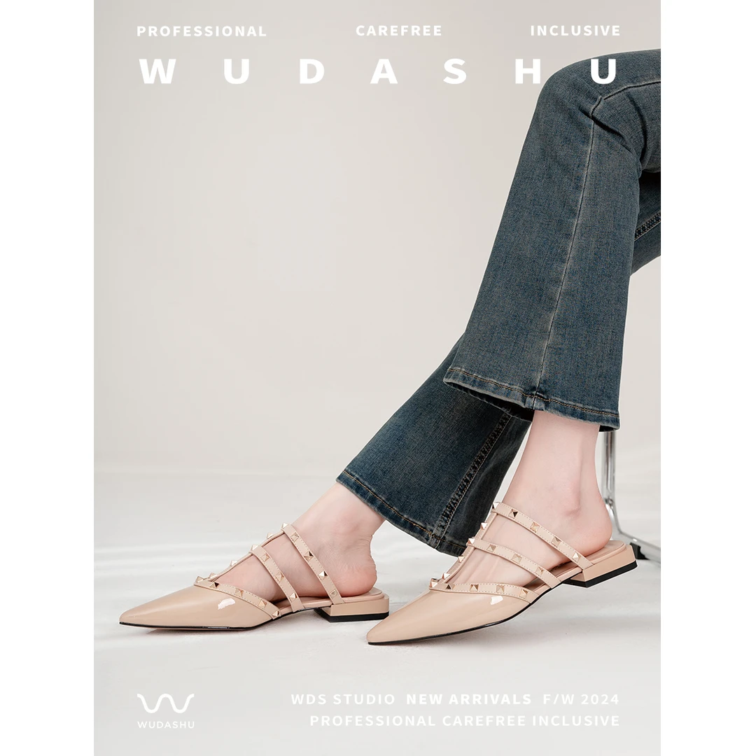 穿高跟鞋的吴大叔2024春夏季时尚高级舒适百搭平底拖鞋女27-506