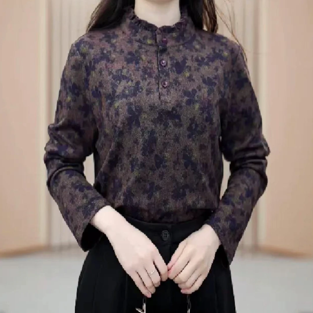 高级感洋气立领打底衫女长袖2024秋冬季新款气质显瘦小衫时髦上衣