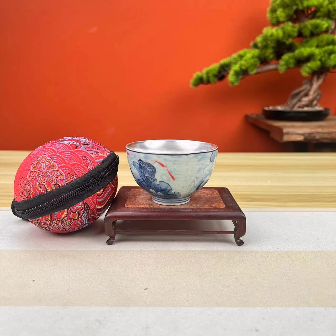 鎏银陶瓷纯手工荷花杯主人杯JS