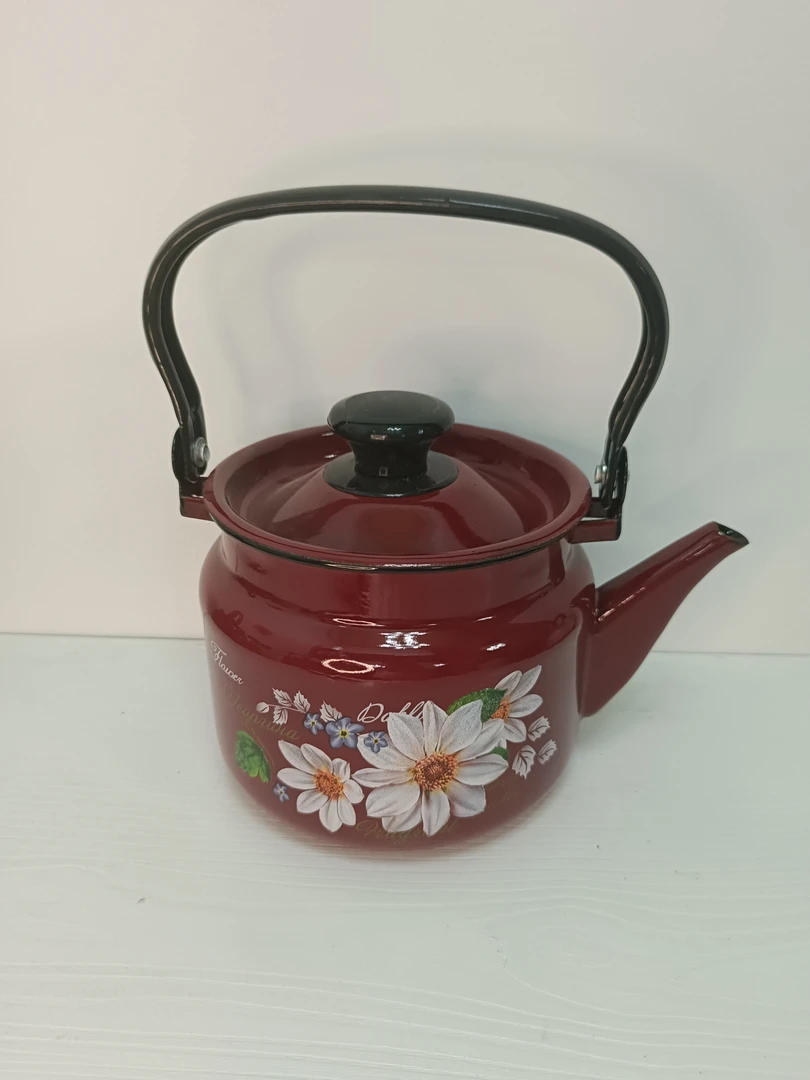 俄罗斯进口怀旧铜包银陶瓷煮水复古奶茶壶手工泡壶手绘绿色纯手工