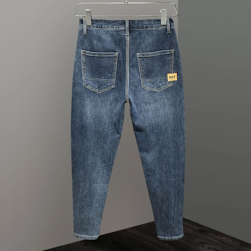 Jeep吉普四季款牛仔裤男宽松小脚哈伦锥形裤弹力休闲老爹裤斜插袋