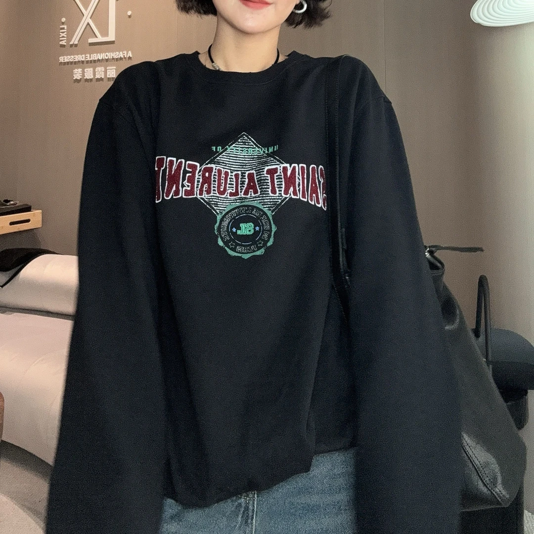 LIXIA.<高级范>个性刺绣印花纯色套头卫衣-77200