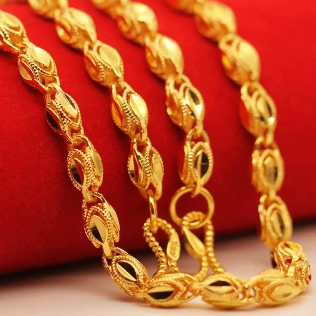 合金项链 凤尾卡8项链  男士男款时尚空心磨砂霸气金色不掉色潮流