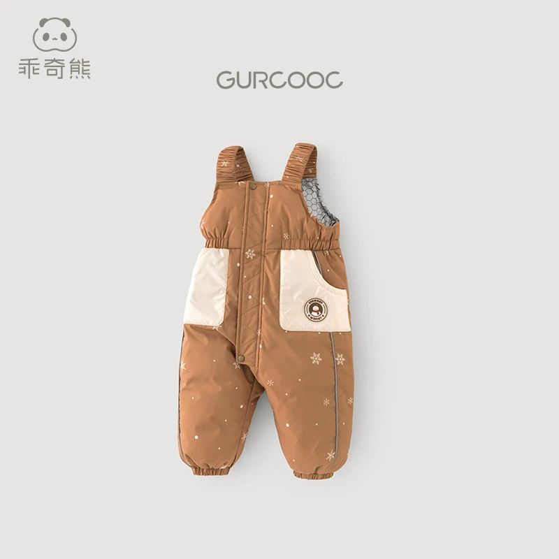 石墨烯发热婴儿童背带滑雪裤户外鹅绒羽绒裤冬装宝宝三防保暖裤子