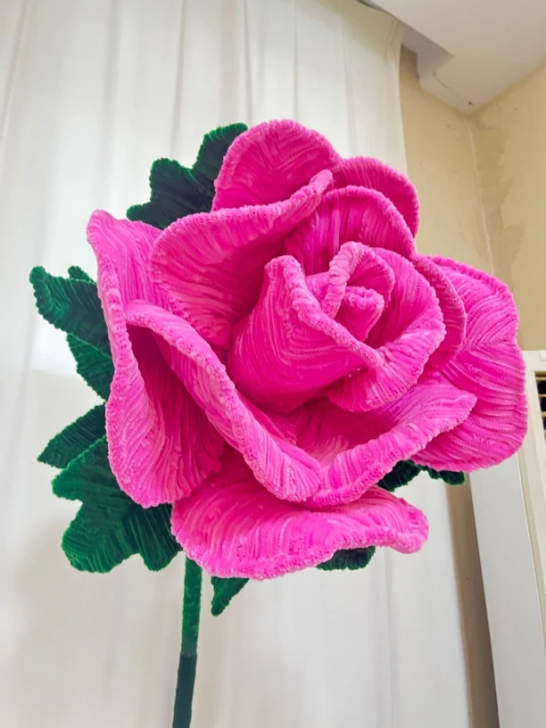 扭扭棒60厘米直径大型粉色玫瑰花成品（其他颜色备注）手工美陈