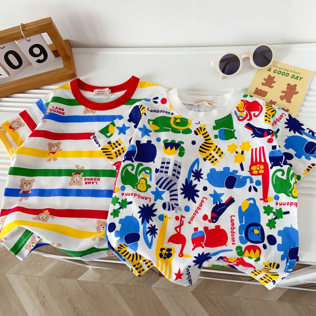 儿童童装男童纯棉宝宝夏季印花儿童上衣短袖男童纯棉宝宝夏季短袖