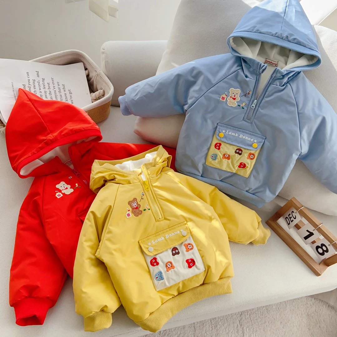 上衣婴儿宝宝连帽dk加绒加厚秋冬洋气保暖冬季棉服