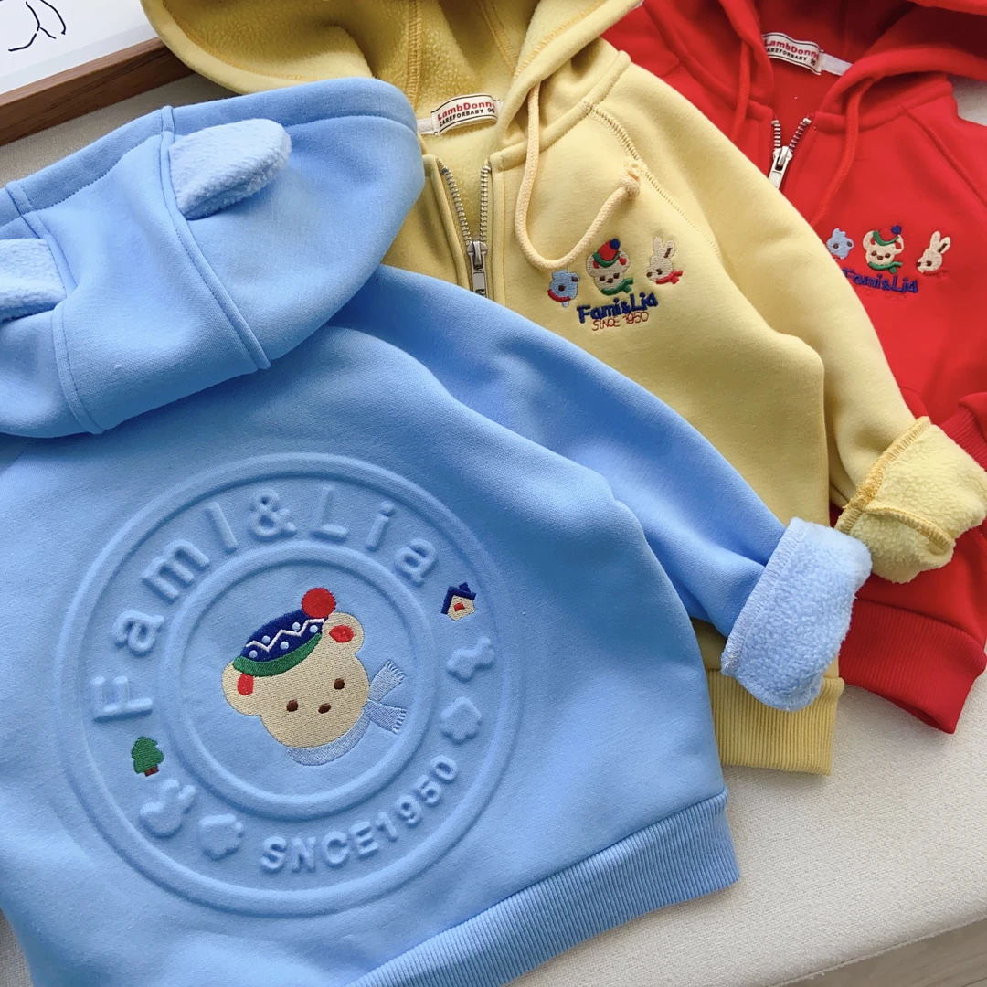 冬季秋冬婴儿加厚小童保暖儿童卫衣上衣童装宝宝加绒卡通洋气外套