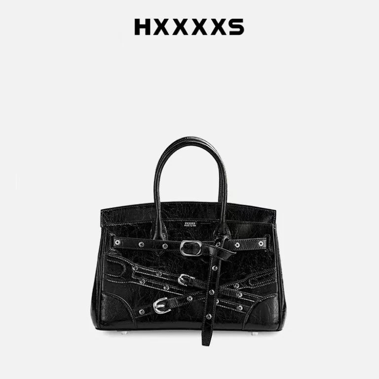 HXXXXS朋克机车骑士包高级感油蜡纹斜挎单肩女包百搭