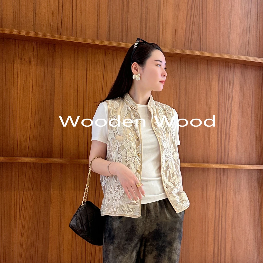 “枯木生花”新中式国风重工刺绣立领背心马甲P75677