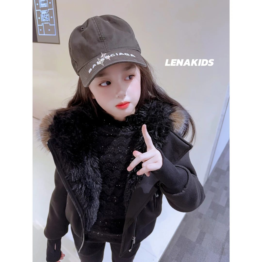Lenakids【现货】超厚实毛毛卫衣气质时髦女宝卫衣外套套装24102901