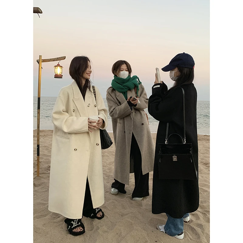 ◆曼城大衣~全羊毛双面呢大衣女中长款秋冬新款加厚显瘦羊毛呢外套