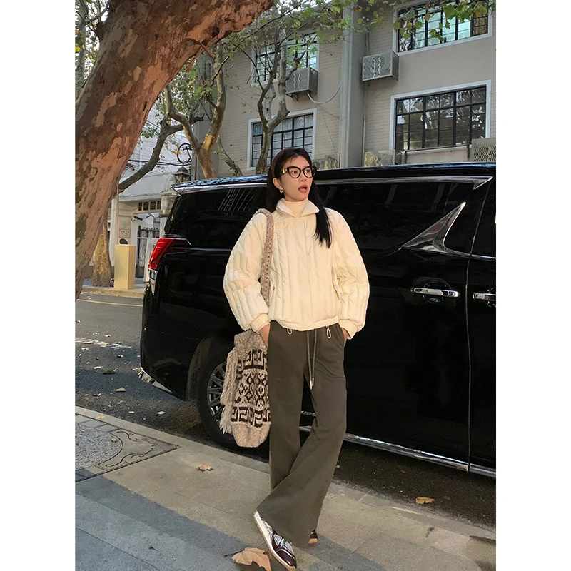 EKOOL衣库~可可里海岸 设计感坑条立领羽绒服女冬季新款保暖外套