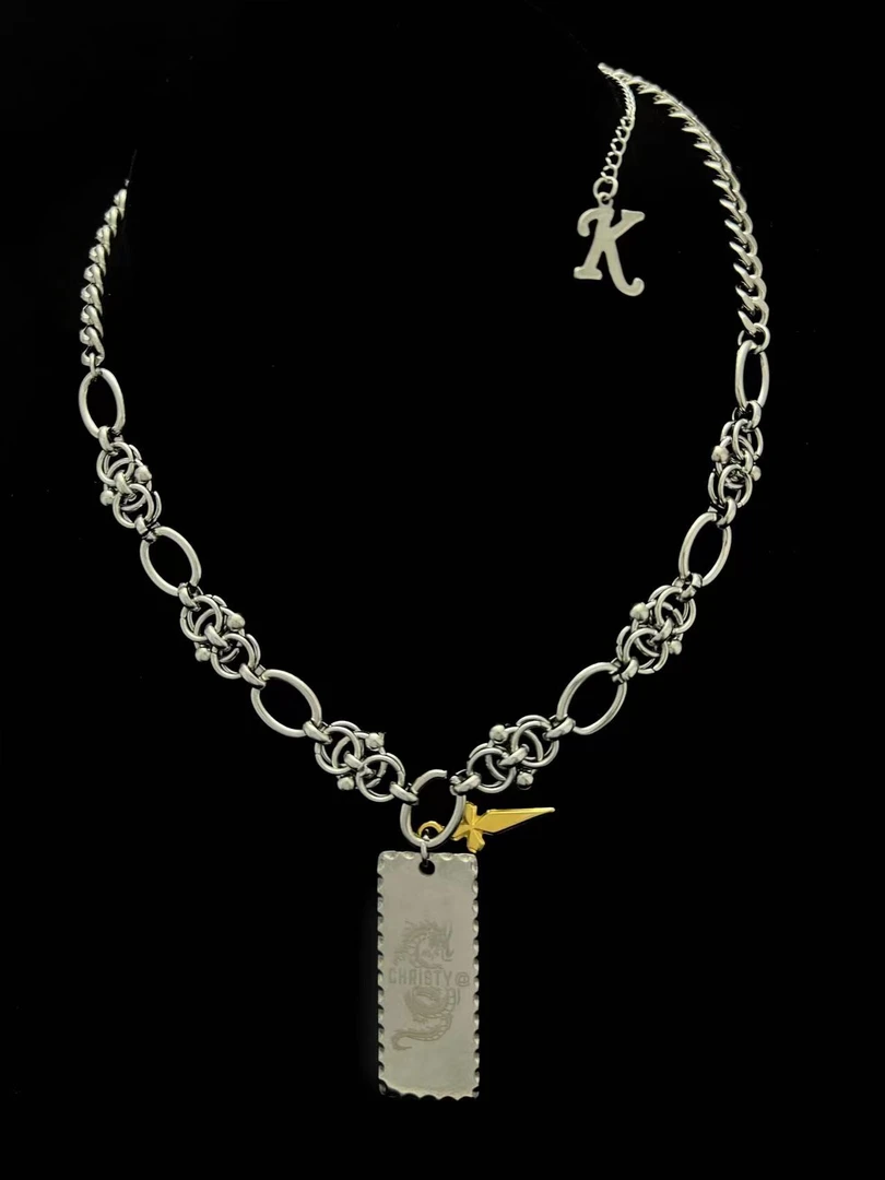 合金项链 【铆钉龙年项链】国潮风发字嘻哈潮人街头网红