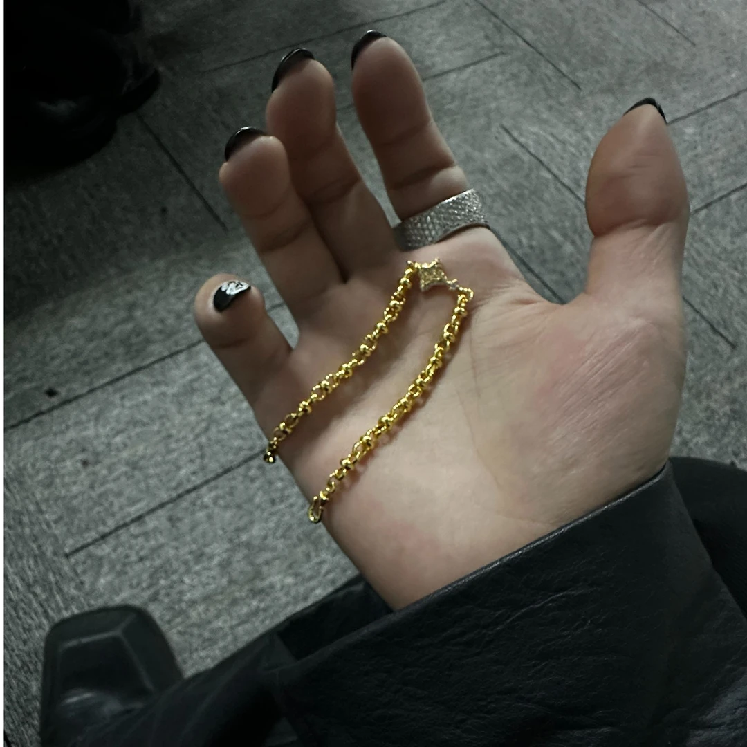 合金手链 【黄色老花手链】国潮风发字嘻哈潮人街头网红