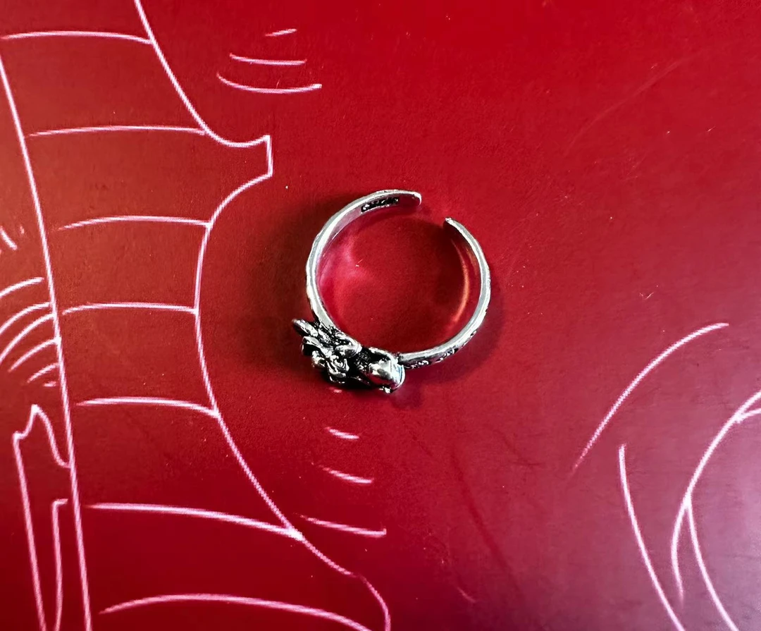 合金戒指 【麒麟开口戒指】国潮风发字嘻哈潮人街头网红